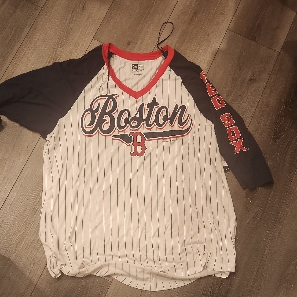 New Era Red and White Pinstripe Jersey